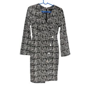 Elegant Black and White Tweed Dress NWOT